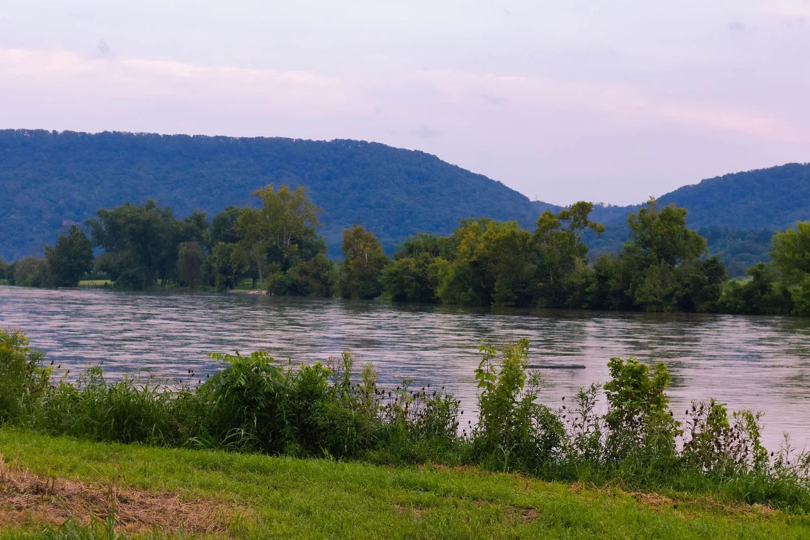 The river and mountain ridge from River Creek Stables