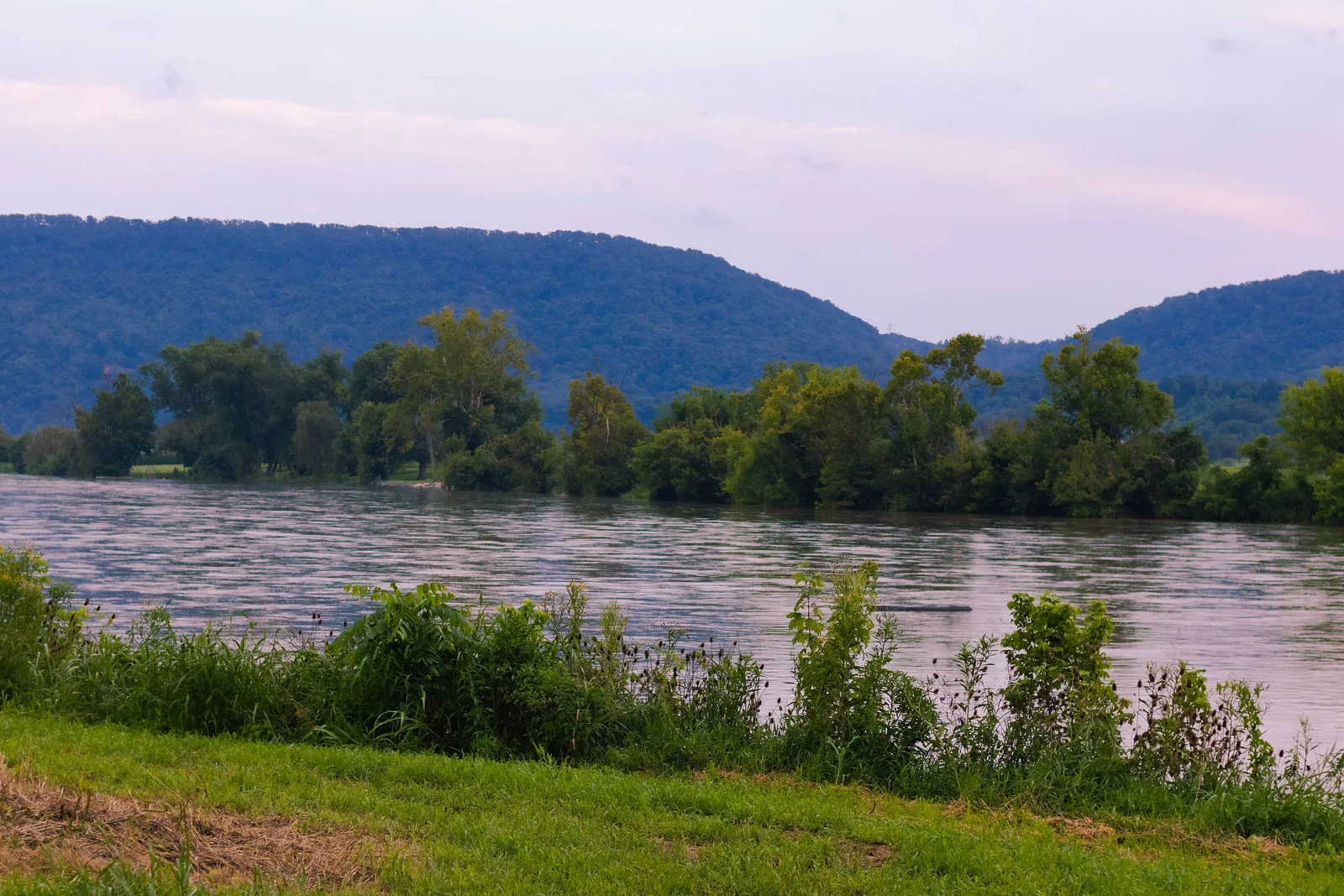 The river and ridgeline at River Creek Stables in Church Hill, Tennessee